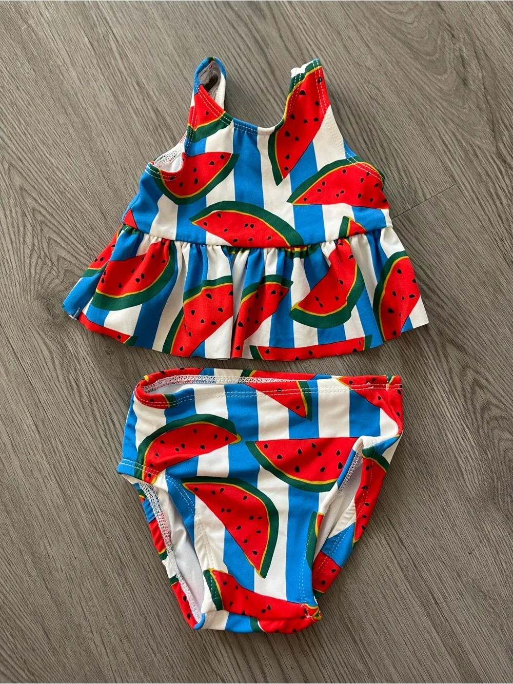 Hanna Andersson Girls Two-Piece Watermelon Tankini - Red, Blue, White